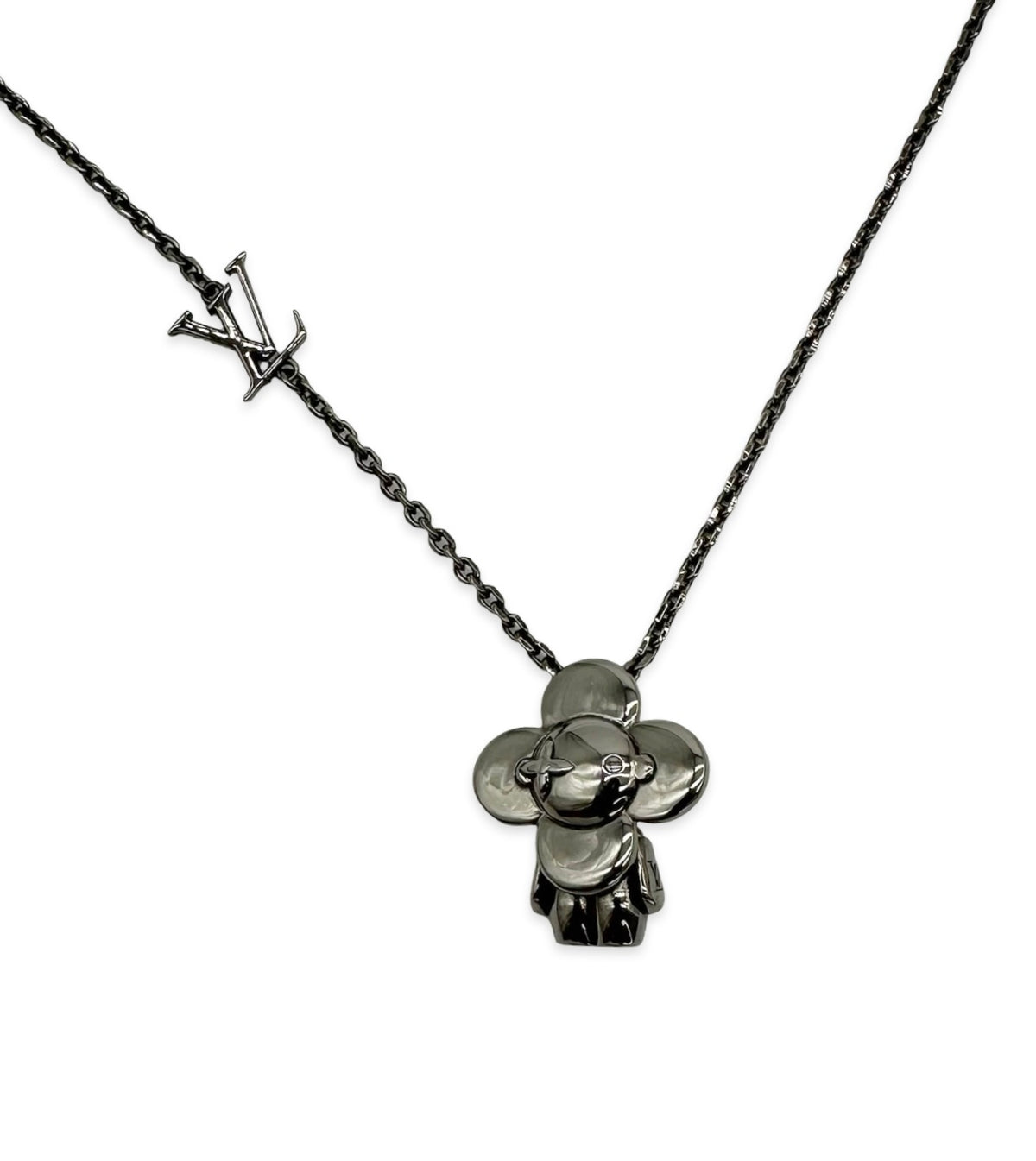 Louis Vuitton Gunmetal Vivienne Pendant Necklace