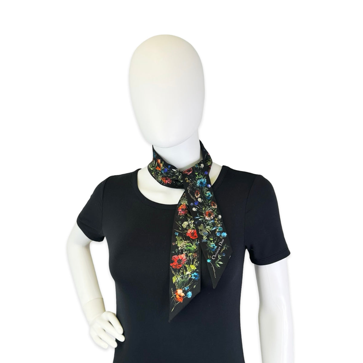 Christian Dior Silk Floral Mitzah Scarf