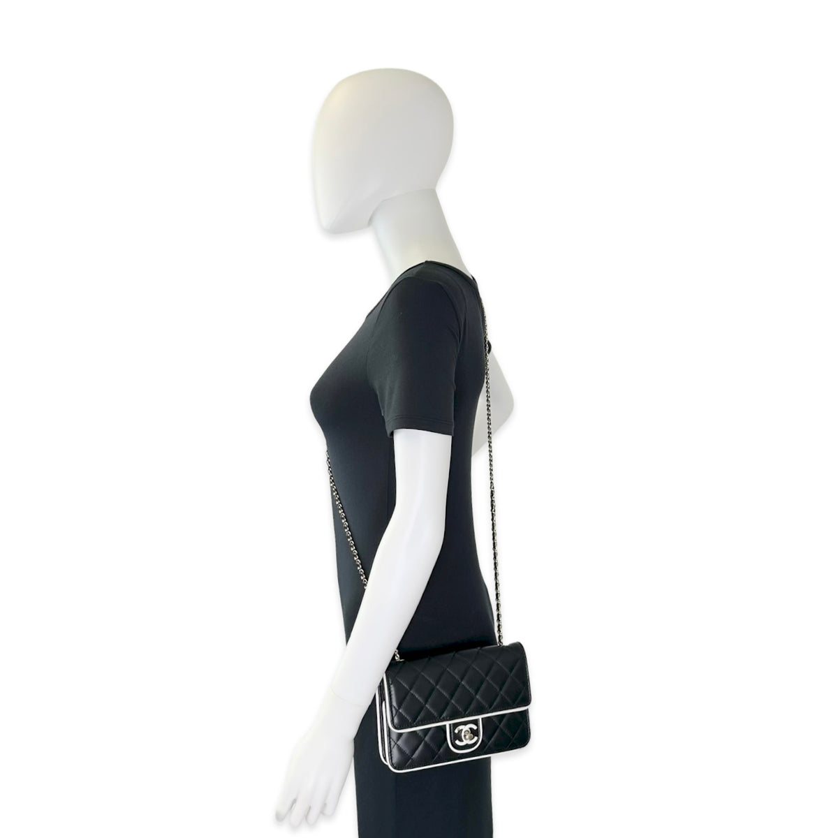 Chanel Quilted Lambskin Twist Lock Enamel Wallet on a Chain