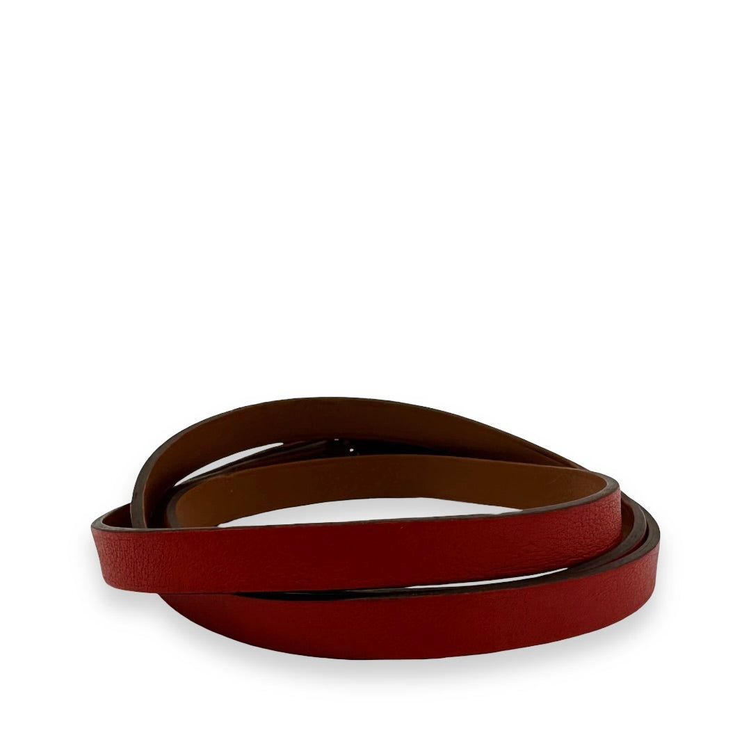 Hermes Leather H Buckle Wrap Bracelet