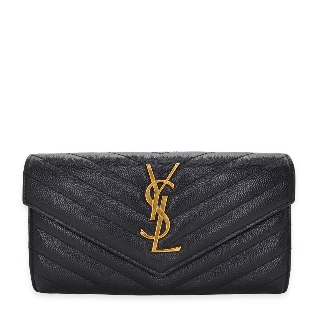 Saint Laurent Quilted Grain de Poudre Cassandre Long Wallet