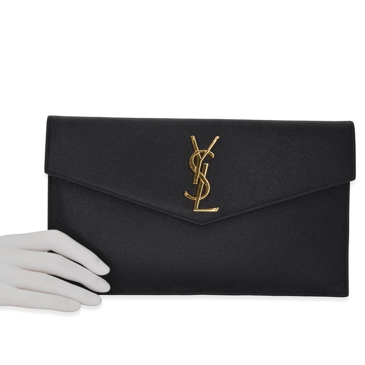 Saint Laurent Grain de Poudre Uptown Envelope Pouch Clutch