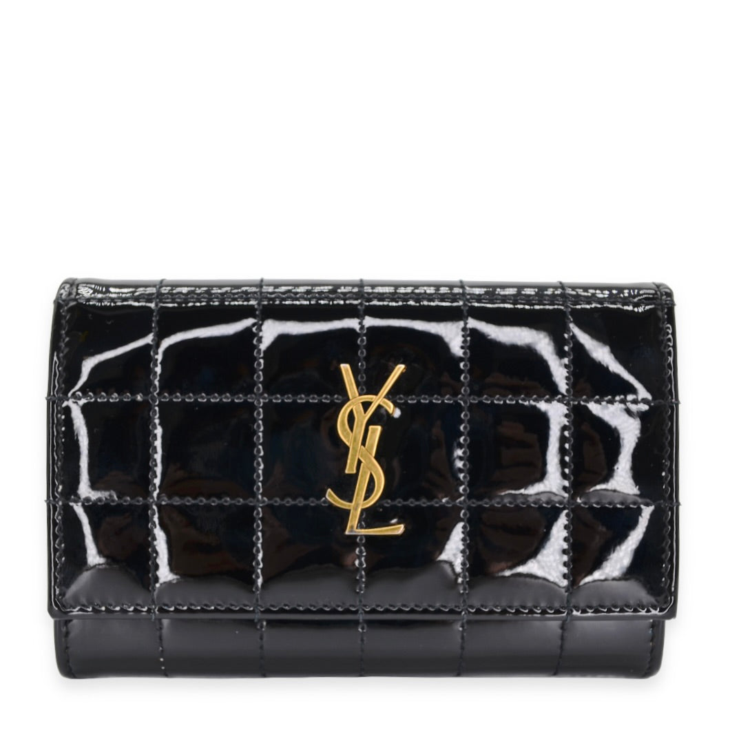 Saint Laurent Quilted Square Patent Flap Card Holder