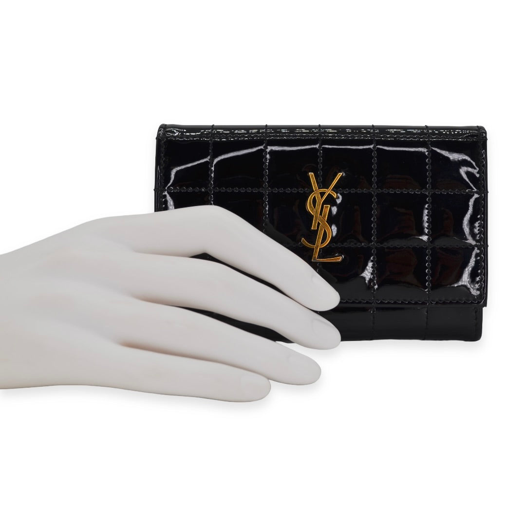 Saint Laurent Quilted Square Patent Flap Card Holder