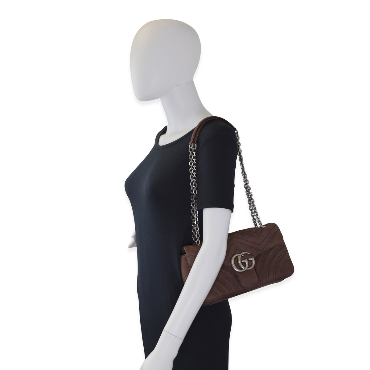 Gucci Suede GG Marmont Medium Shoulder Bag