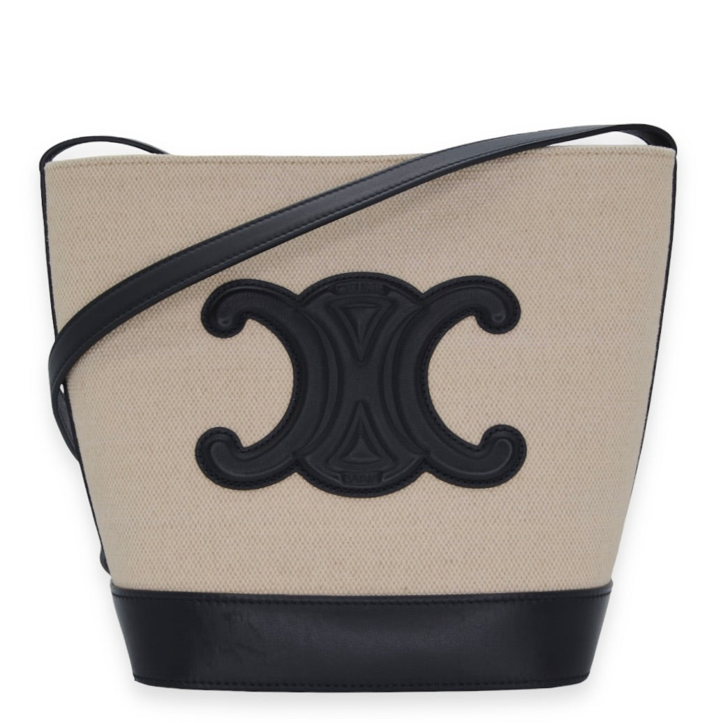 Celine Canvas Triomphe Bucket Bag