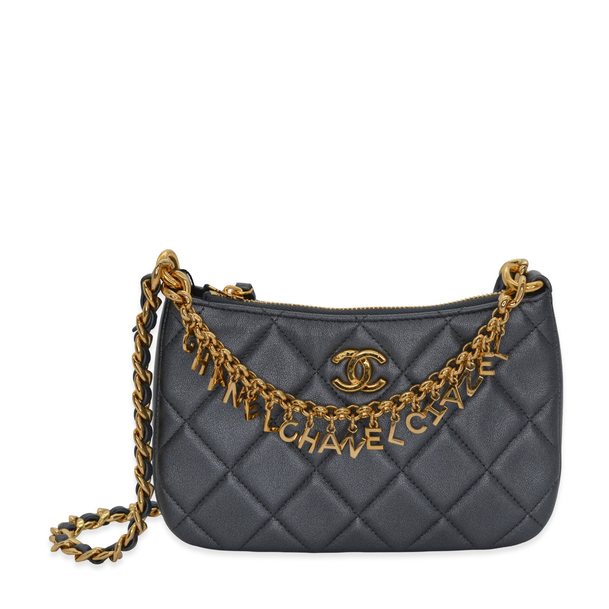 Chanel Quilted Lambskin Charms Hobo Pochette