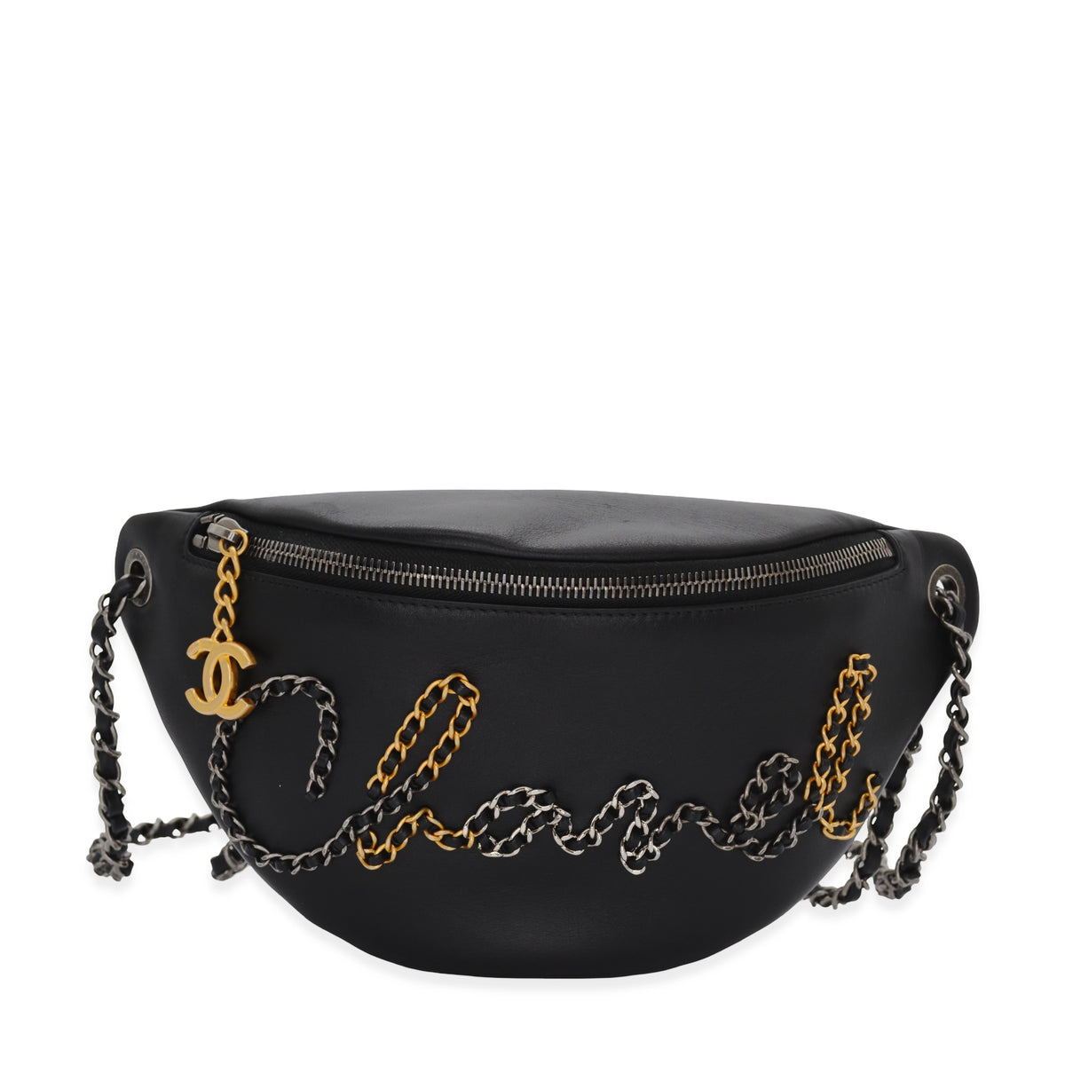 Chanel Calfskin Chanel Chain Signe Logo Belt Bag