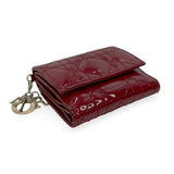 CHRISTIAN DIOR: Patent Cannage Lady Dior Lotus Wallet