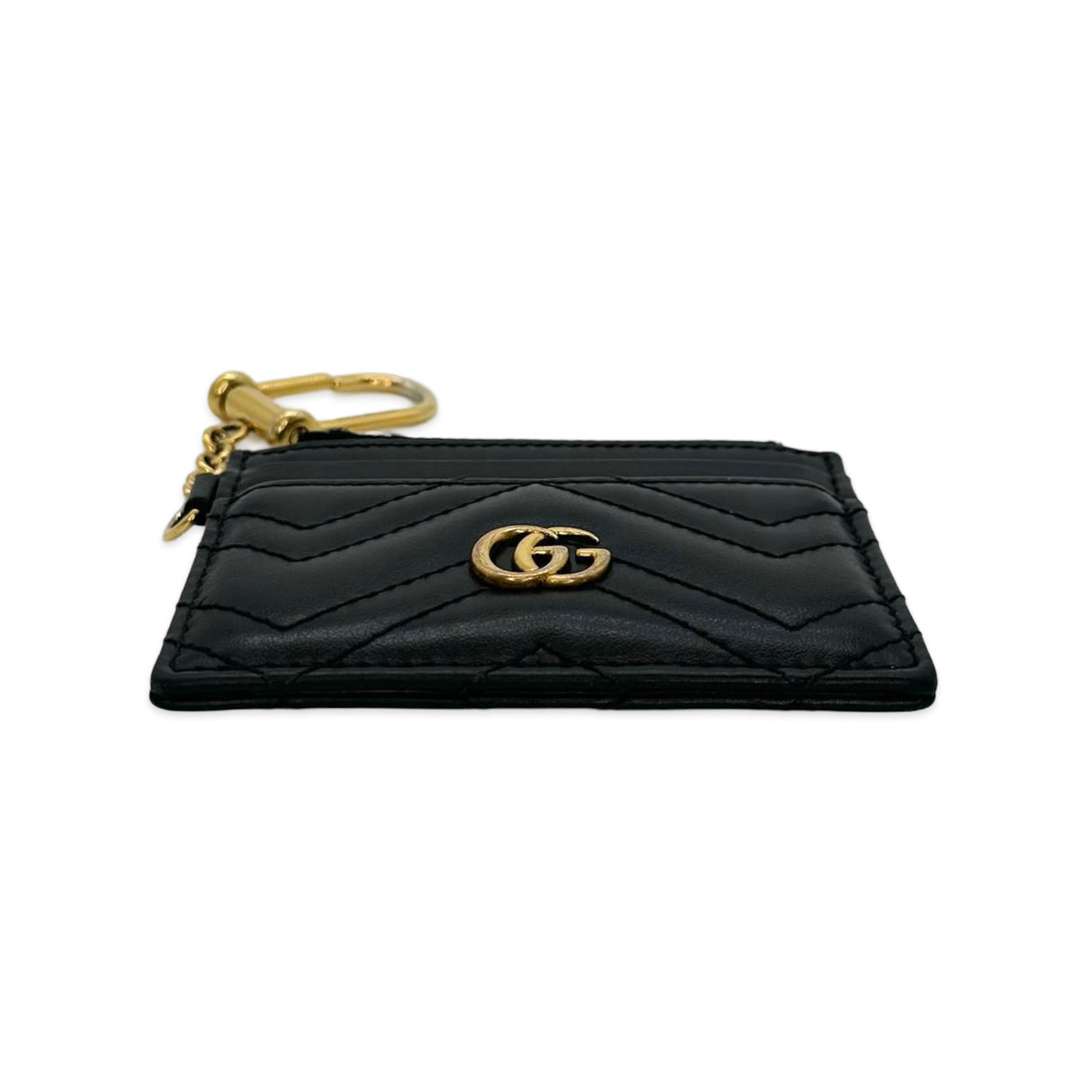 GUCCI: Quilted Leather Keychain Card Holder