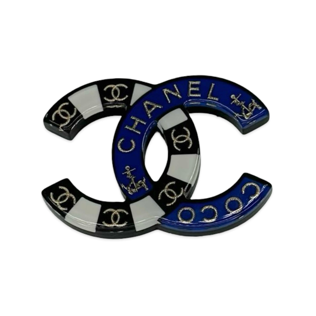 CHANEL: Resin CC Nautical Brooch