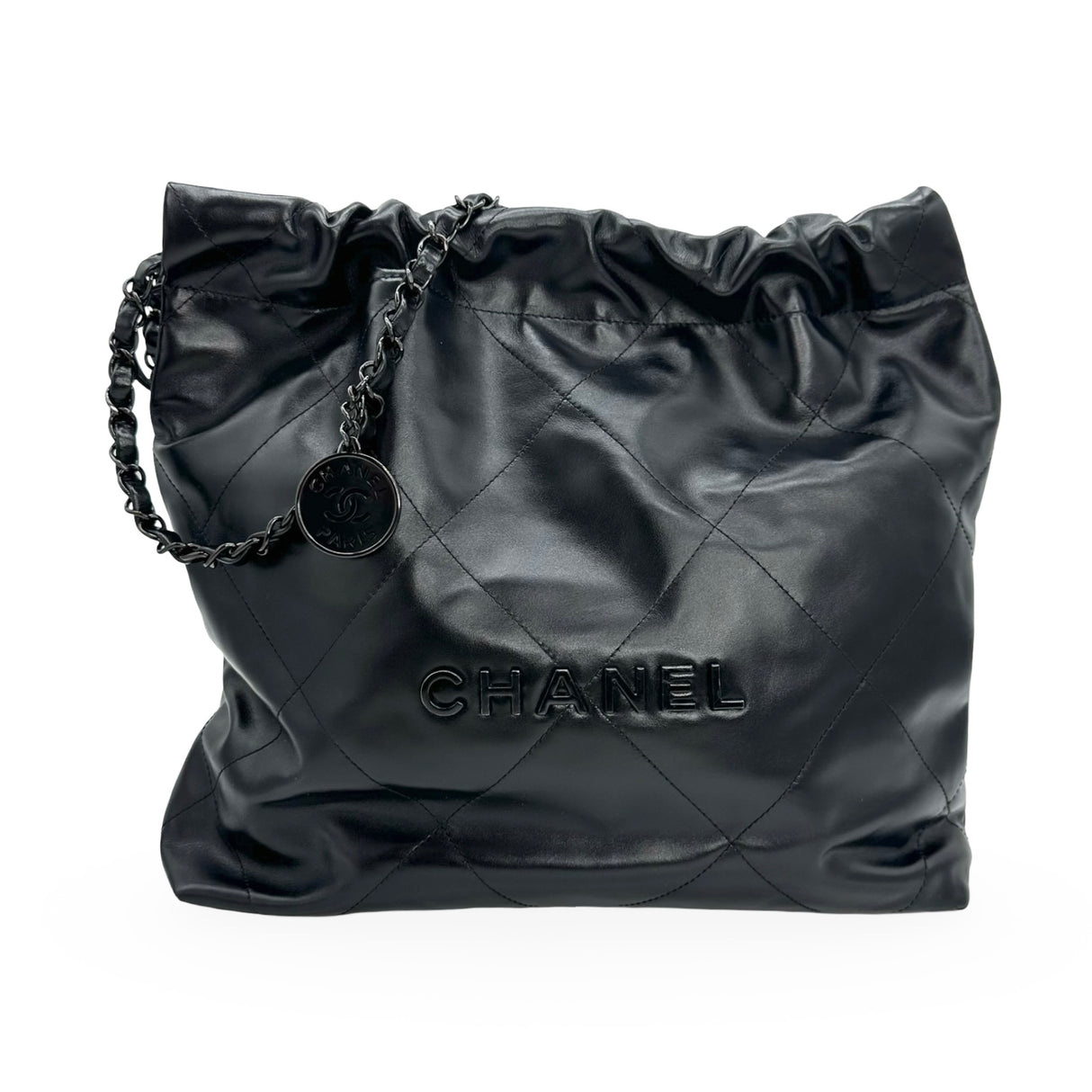 CHANEL: Quilted Calfskin So Black Small 22