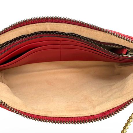 GUCCI: Quilted Leather GG Marmont Pochette with Chain