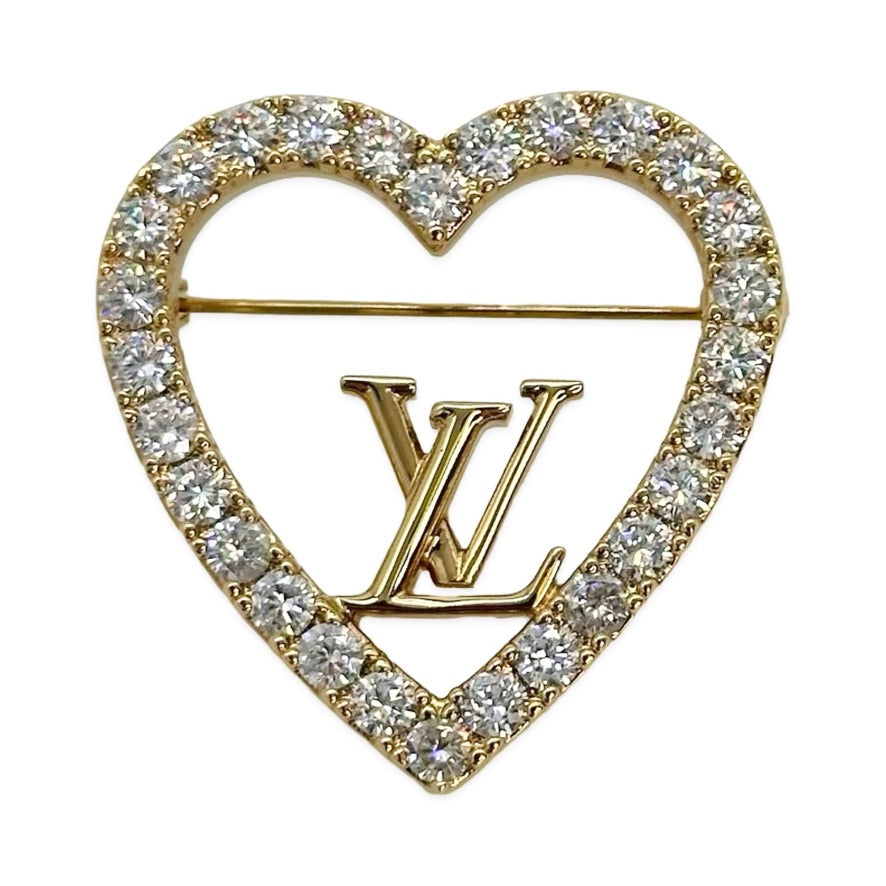 Crystal LV Heart Brooch