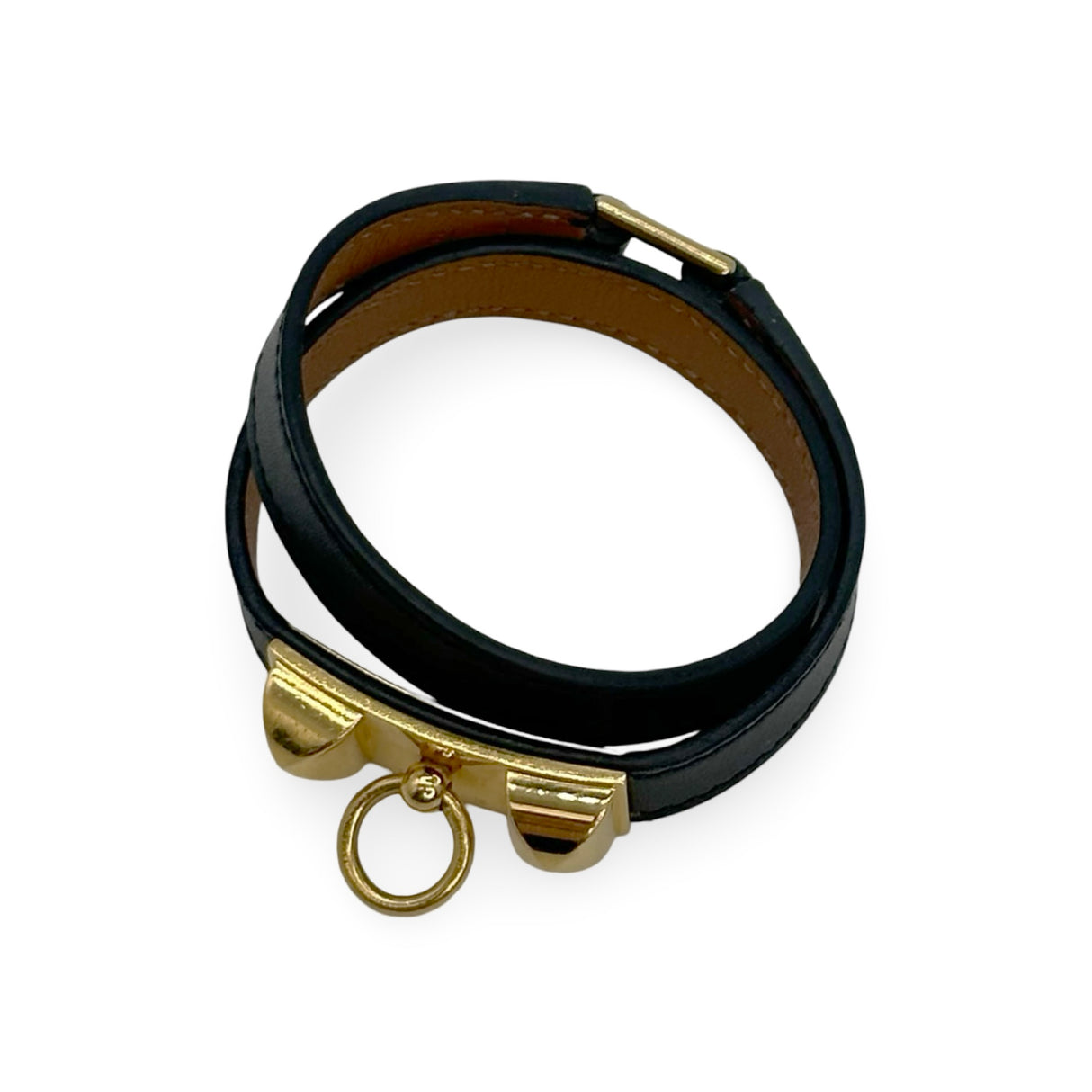 HERMES: Leather Rivale Double Tour Bracelet