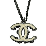 CHANEL: Floral CC Crystal Enamel Pendant Necklace
