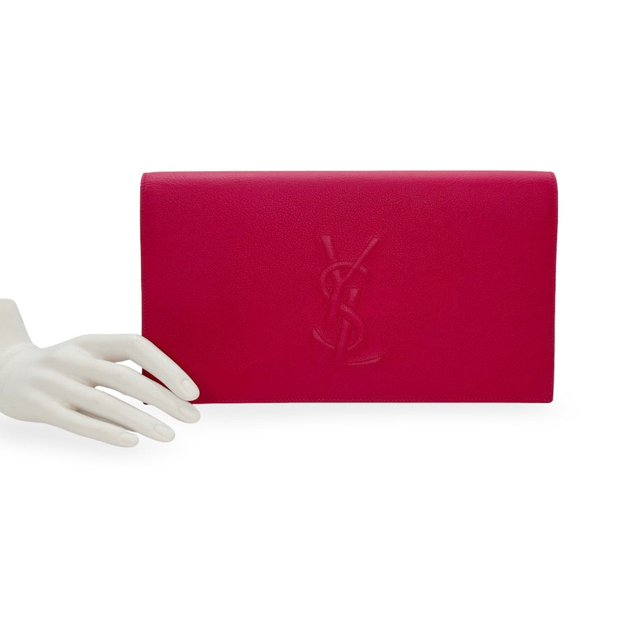 SAINT LAURENT: Leather Large Belle de Jour Clutch