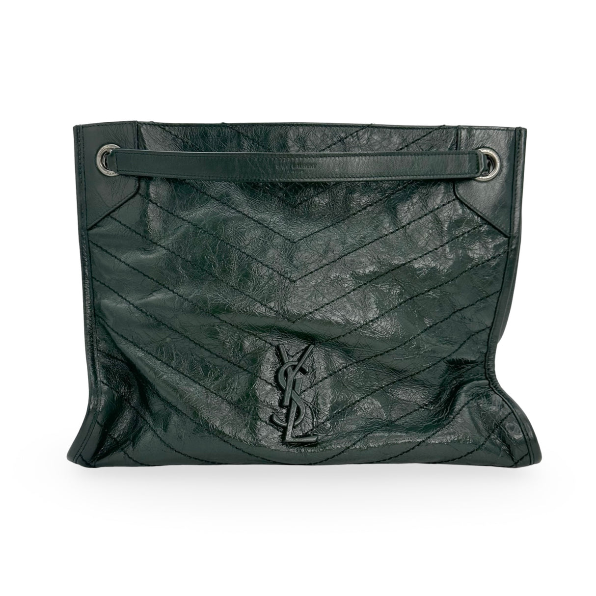 SAINT LAURENT: Crinkle Leather Niki Shopper Tote