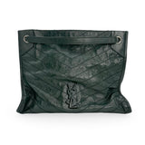 SAINT LAURENT: Crinkle Leather Niki Shopper Tote