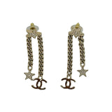 CHANEL: Crystal CC Star Chain Drop Earrings