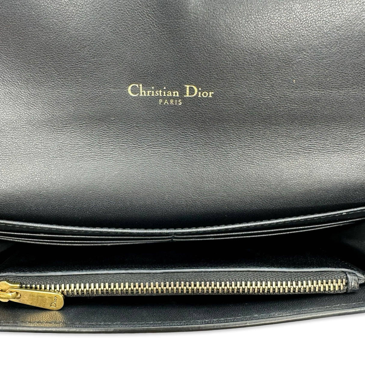 CHRISTIAN DIOR: Calfskin Long Saddle Wallet with Chain