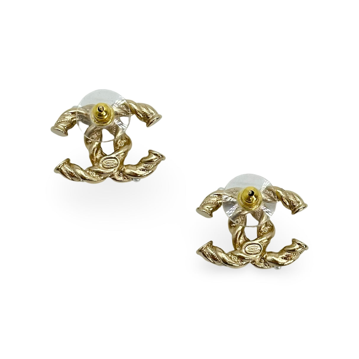 CHANEL: CC Twisted Stud Earrings