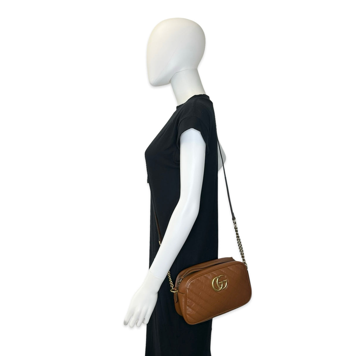 GUCCI: Diagonal Quilted Leather GG Marmont Small Camera Bag