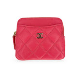CHANEL: Quilted Caviar Compact Zip Wallet