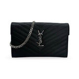 SAINT LAURENT: Quilted Grain de Poudre Classic Cassandre Chain Wallet