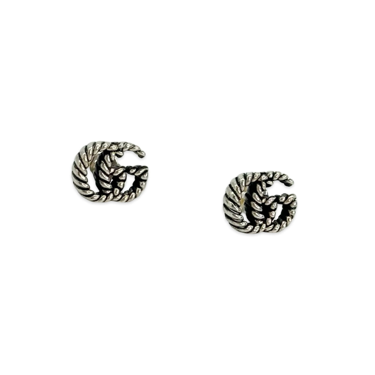 GUCCI: Sterling Silver GG Marmont Stud Earrings