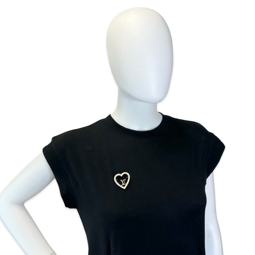 Crystal LV Heart Brooch
