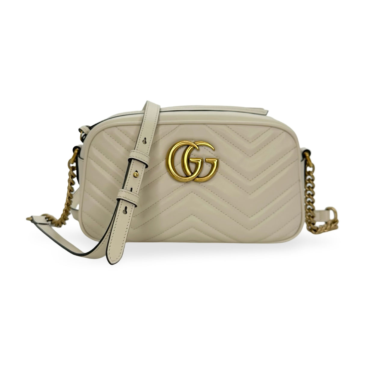 GUCCI: Quilted Leather GG Marmont Small Shoulder Bag