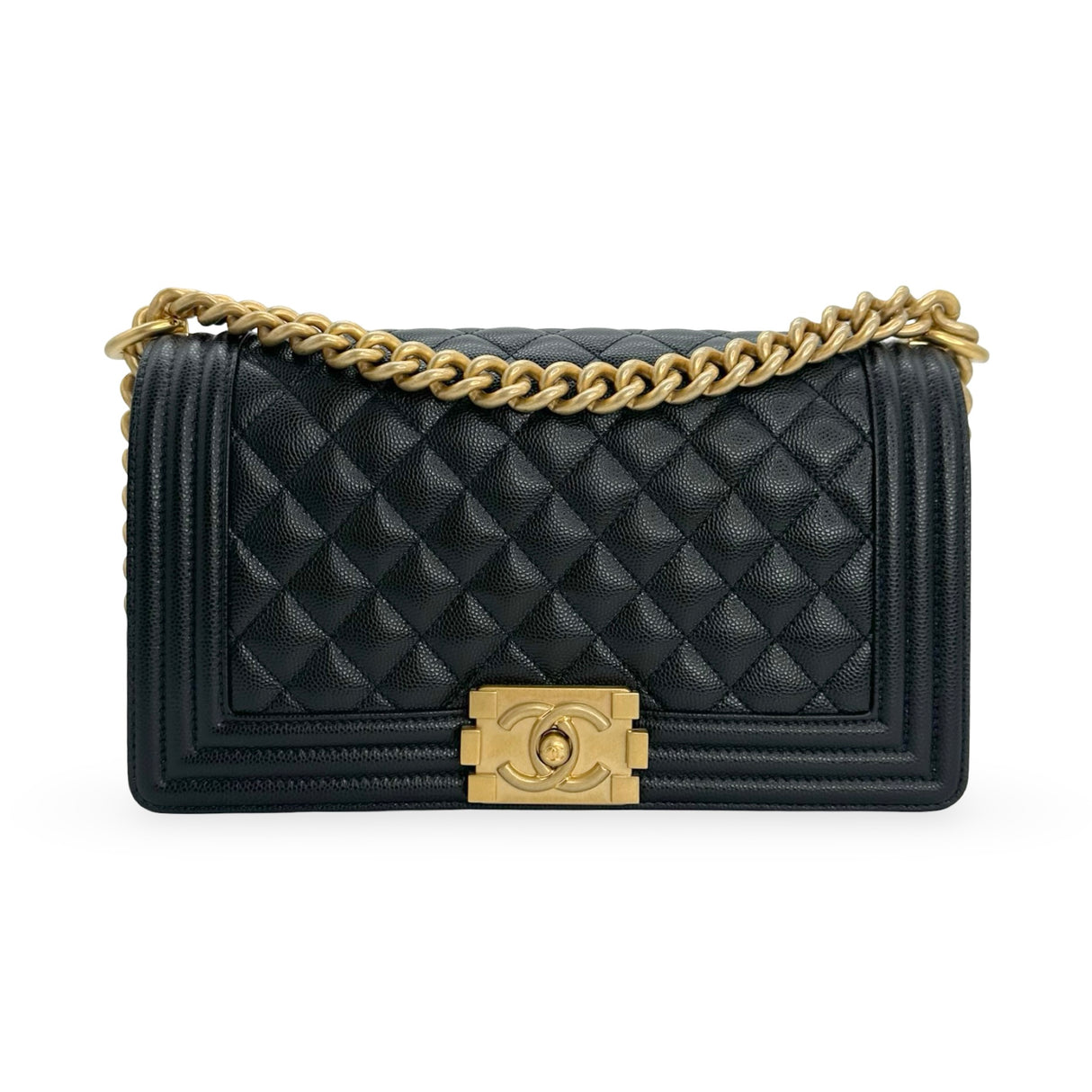 CHANEL: Quilted Caviar Old Medium Boy Bag
