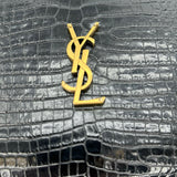 SAINT LAURENT: Croc Embossed Small Lou Camera Bag