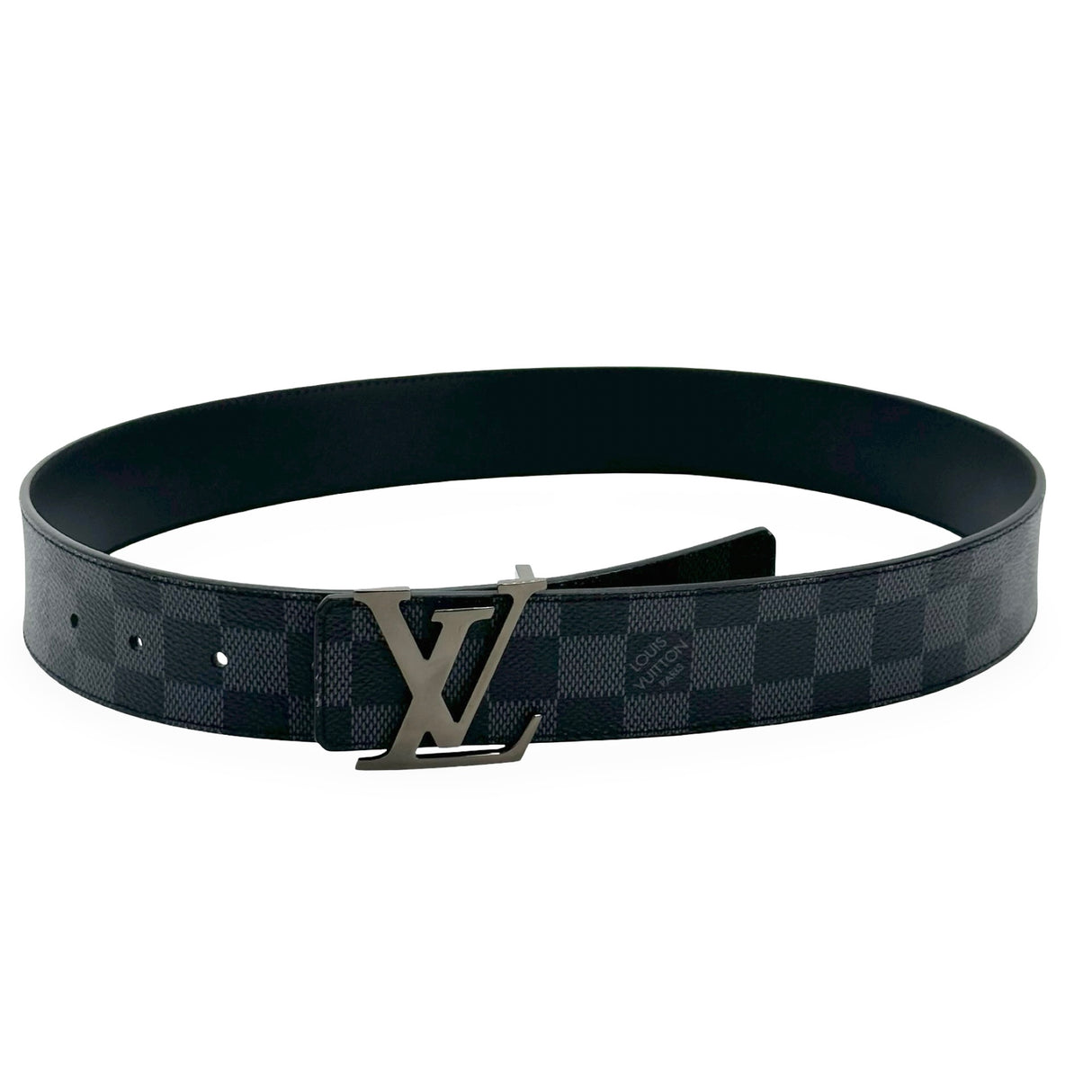 LOUIS VUITTON: Damier Graphite Initiales Reversible Belt