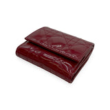 CHRISTIAN DIOR: Patent Cannage Lady Dior Lotus Wallet