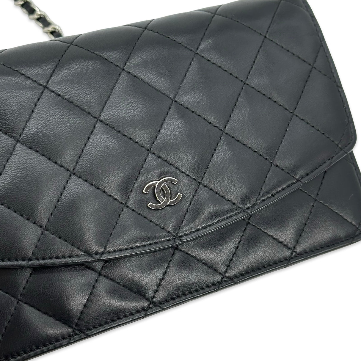 Quilted Lambskin Classic Wallet on a Chain Clutch
