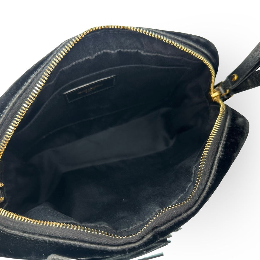 SAINT LAURENT: Quilted Velet Lou Camera Bag