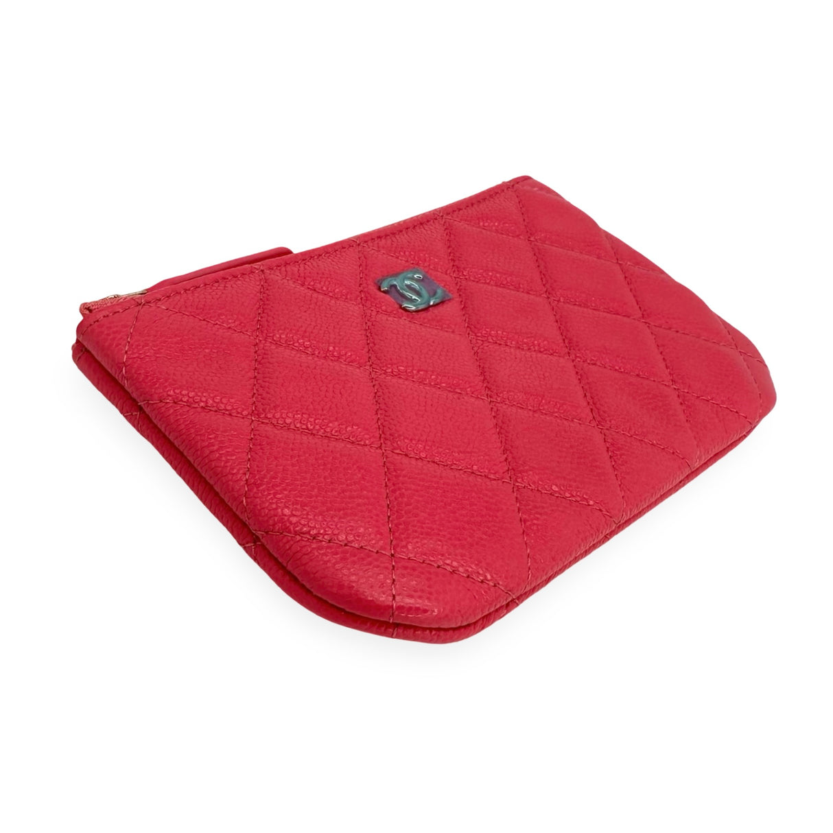 CHANEL: Quilted Caviar Small O Case Zip Pouch