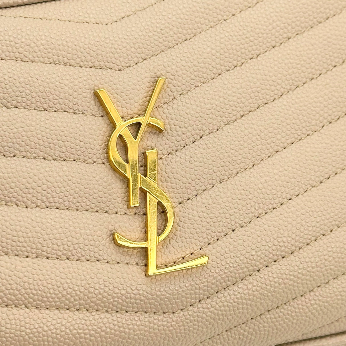 SAINT LAURENT: Quilted Grain de Poudre Mini Lou Camera Bag