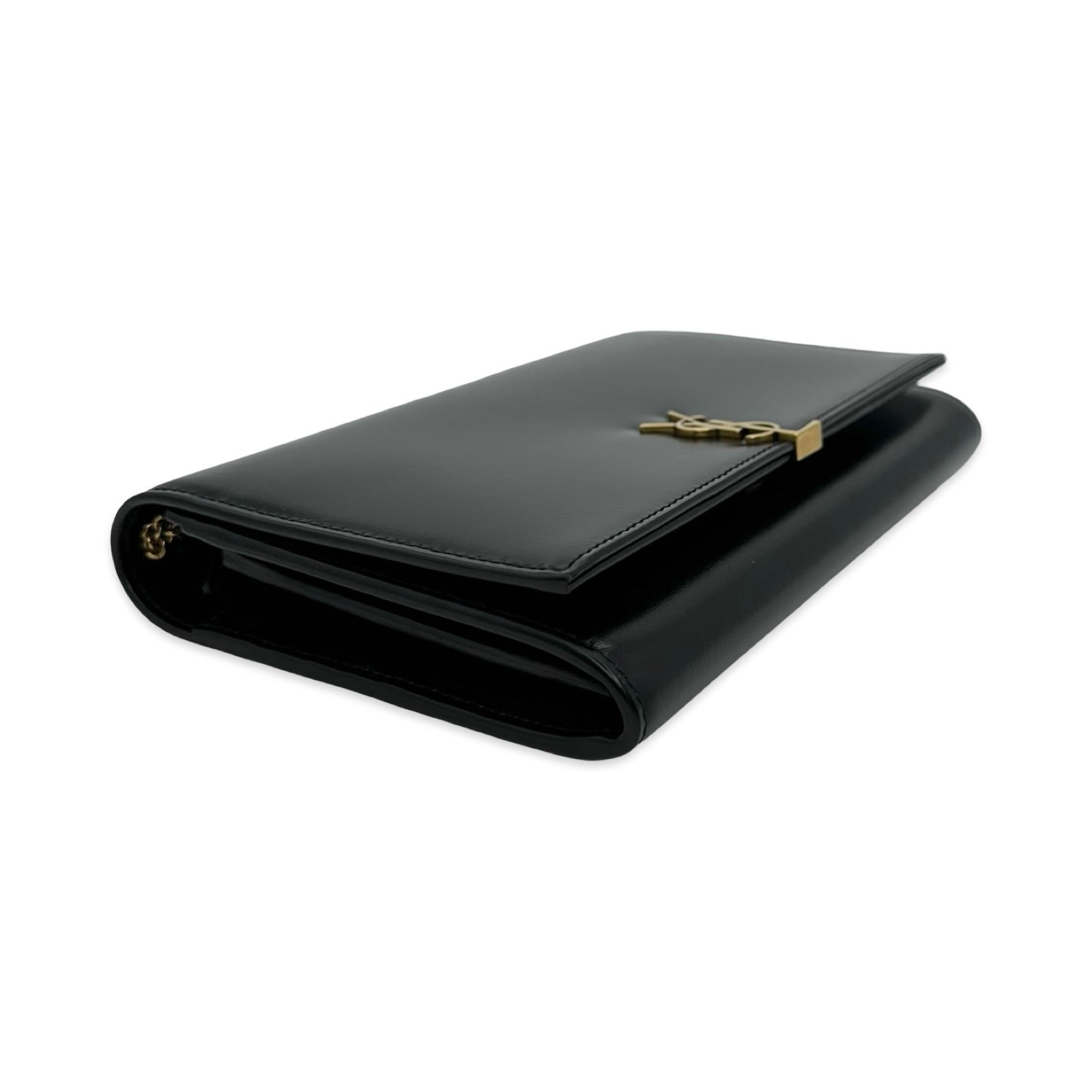 SAINT LAURENT: Leather Monogram Chain Wallet – Luv Luxe