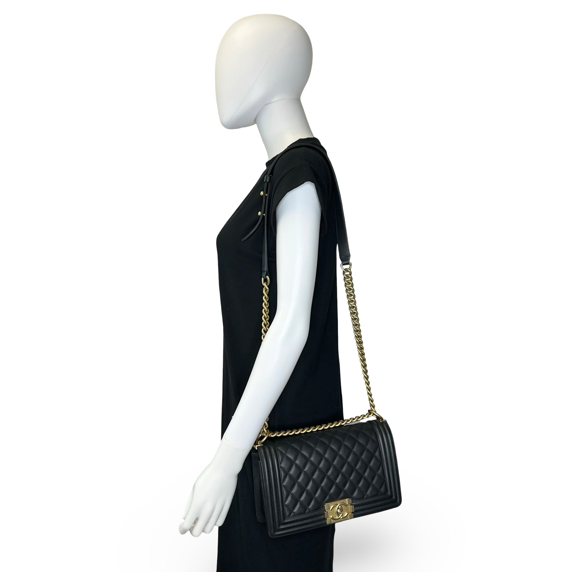 Quilted Lambskin Old Medium Boy Bag Quilted Lambskin Old Medium Boy Bag