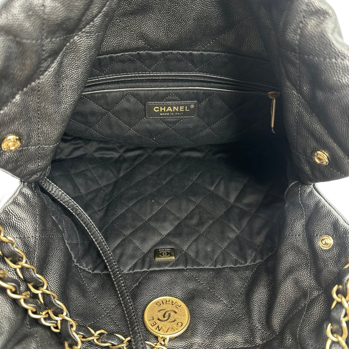 CHANEL: Quilted Caviar Small 22