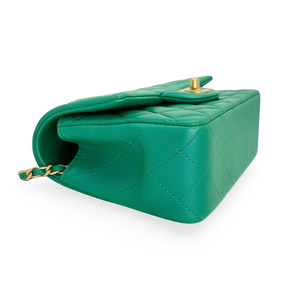 CHANEL: Iridescent Quilted Lambskin Mini Top Handle Flap Bag