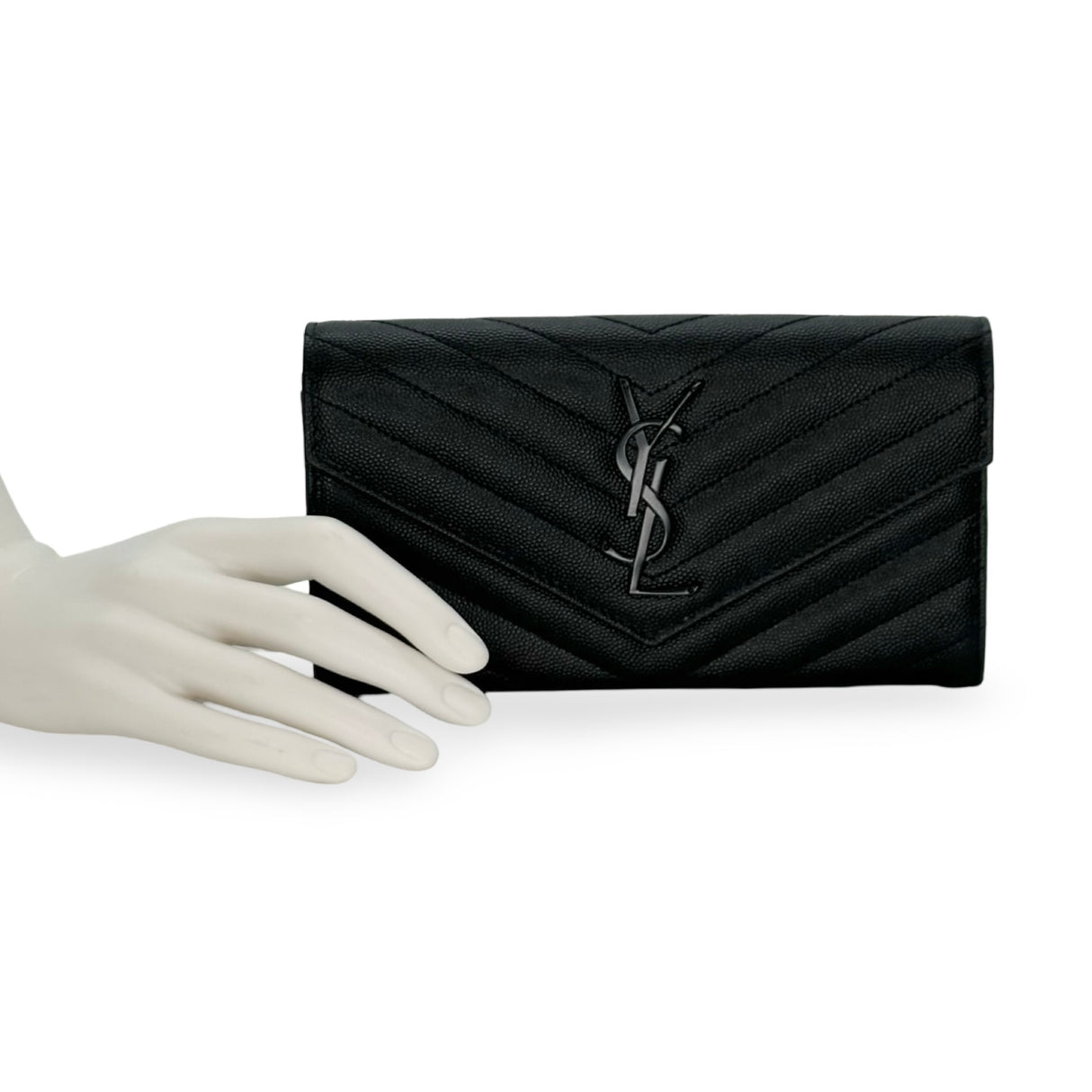 SAINT LAURENT: Grain de Poudre Cassandre Large Flap Wallet