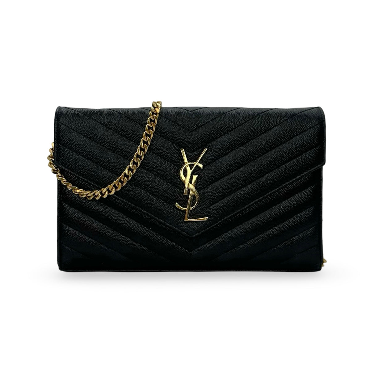 SAINT LAURENT: Grain de Poudre Classic Chain Wallet