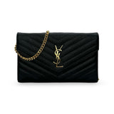 SAINT LAURENT: Grain de Poudre Classic Chain Wallet