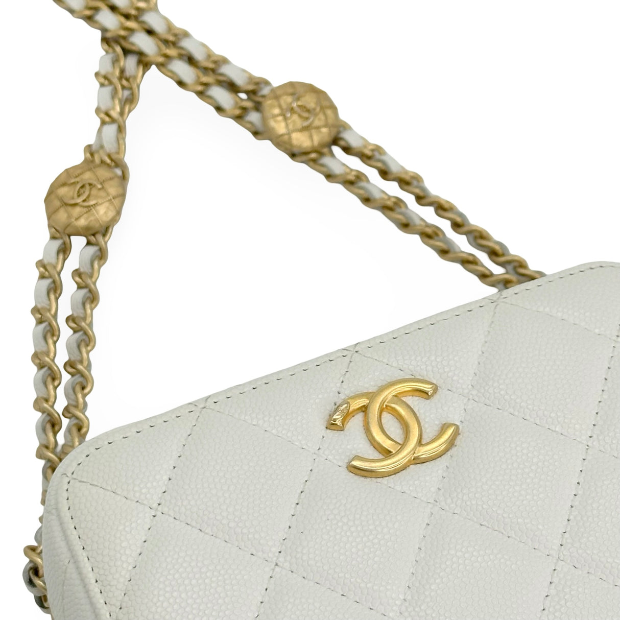 CHANEL: Quilted Caviar Twist Your Buttons Mini Vanity Case
