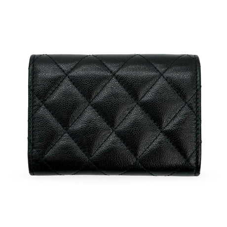 CHANEL: Quilted Caviar Small Double Wallet