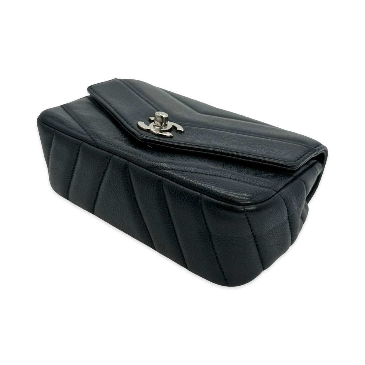 CHANEL: Chevron Quilted Caviar Data Center Mini Flap